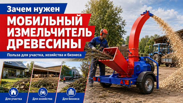 Зачем нужен мобильный измельчитель древесины: польза для участка, хозяйства и бизнеса