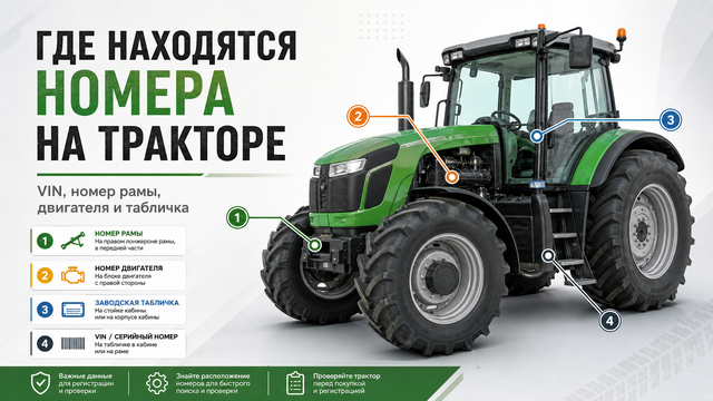 Где находятся номера на тракторе
