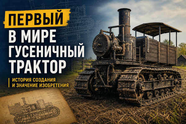 Первый в мире гусеничный трактор