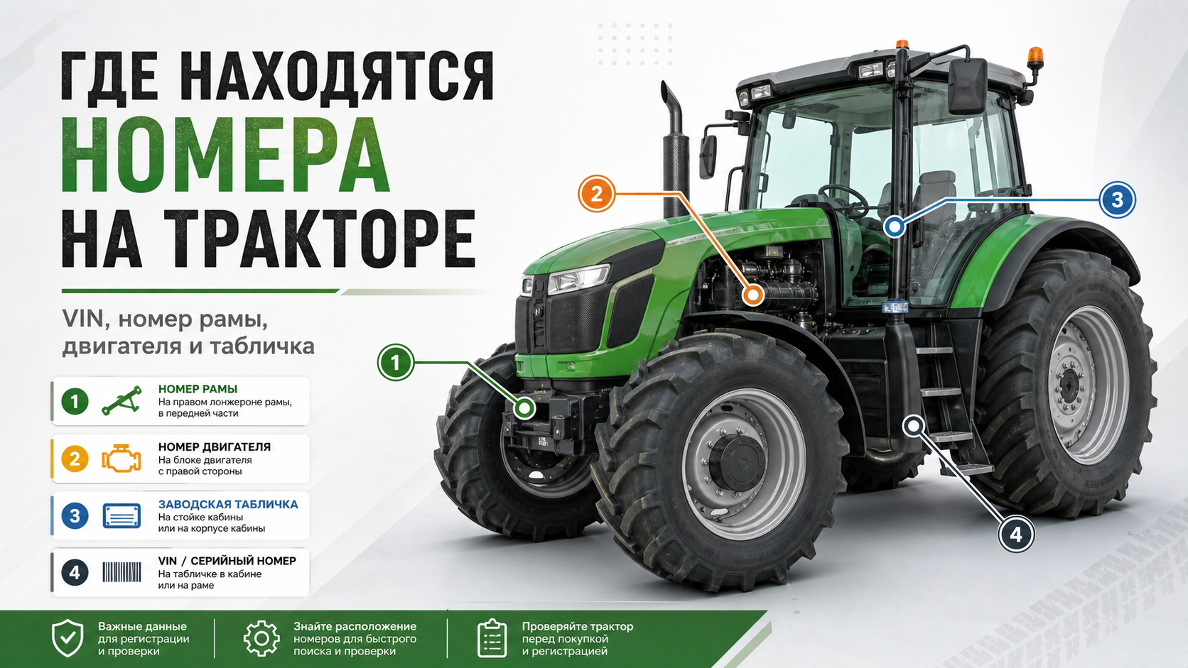 Где находятся номера на тракторе